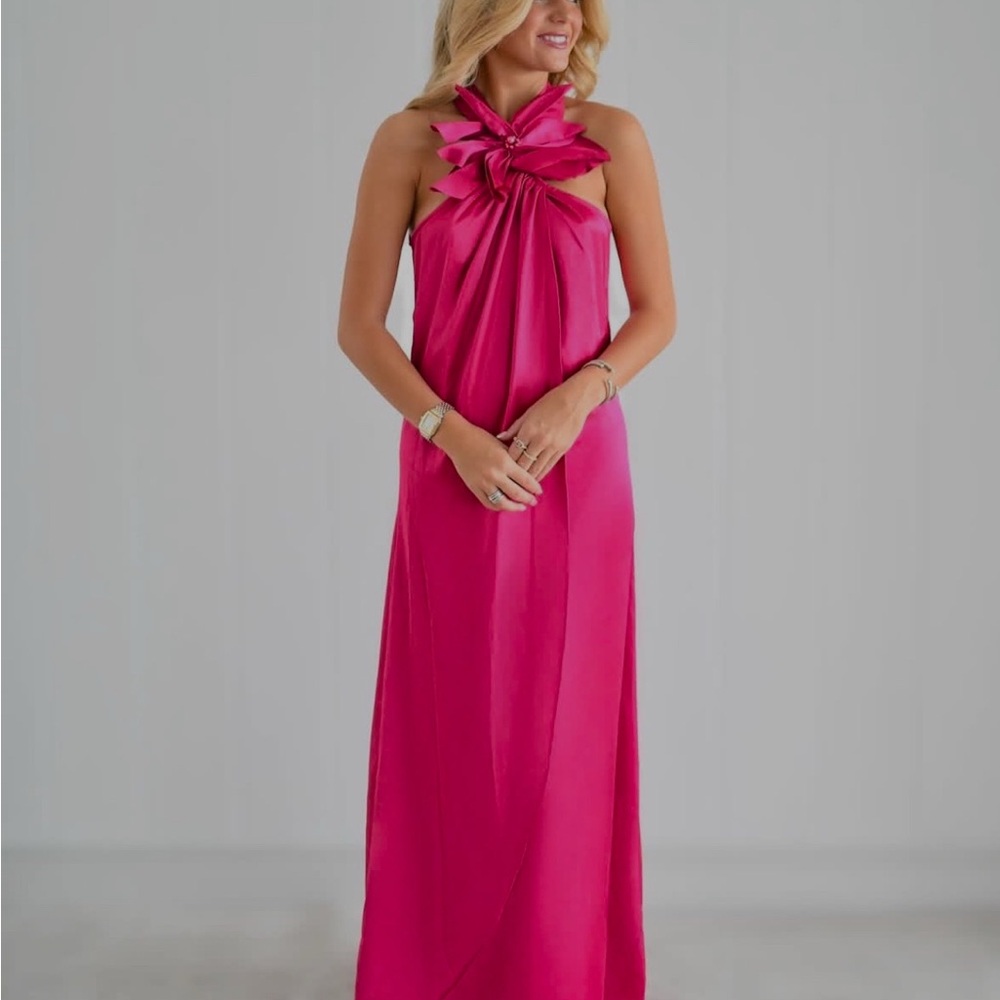 Pink Flower Halter Dress